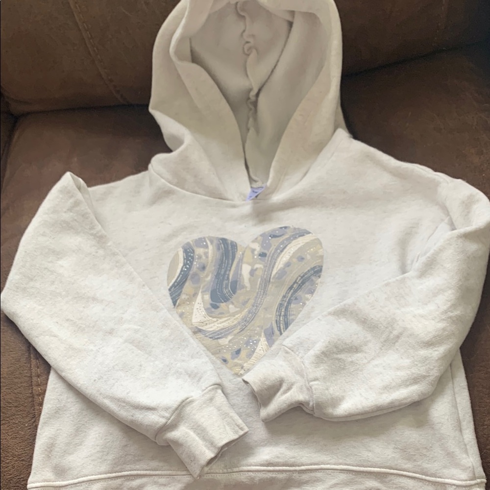 Carter's Cream Hoodie with Blue Heart Design